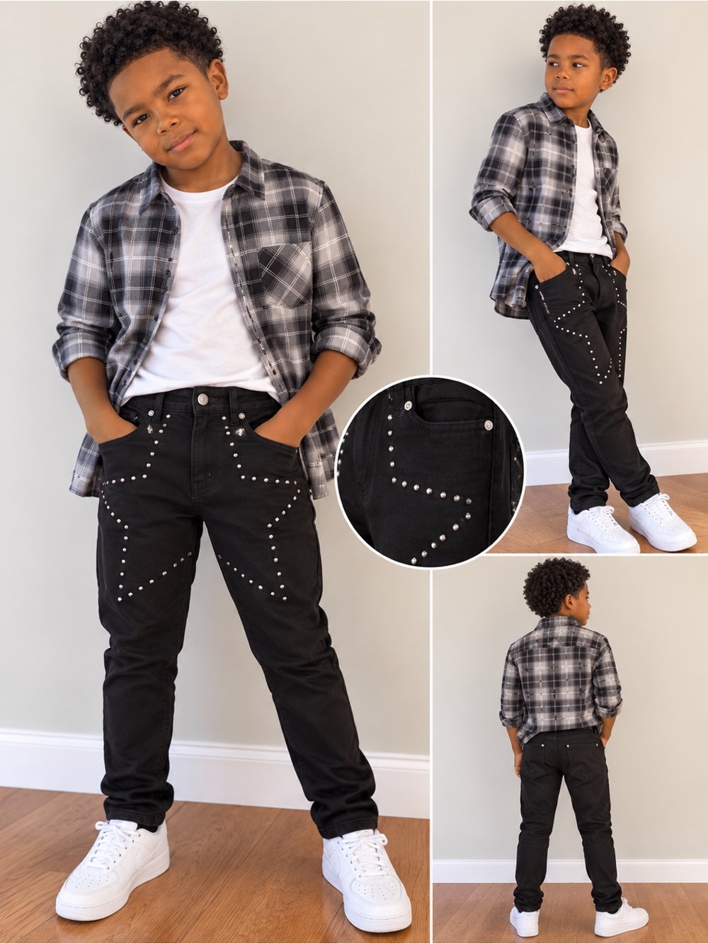 Fashion Nova Black Jeans with Silver Star Studs